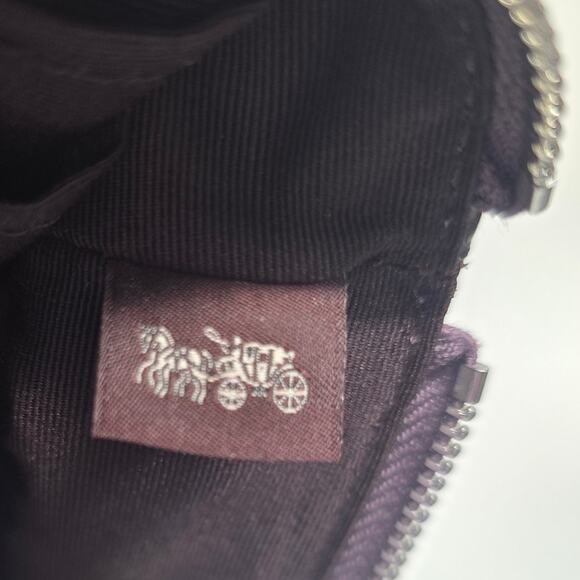 Coach New York Amethyst Purple Corner Zip Wristlet Cross Grain Leather Wallet - Picture 7 of 13
